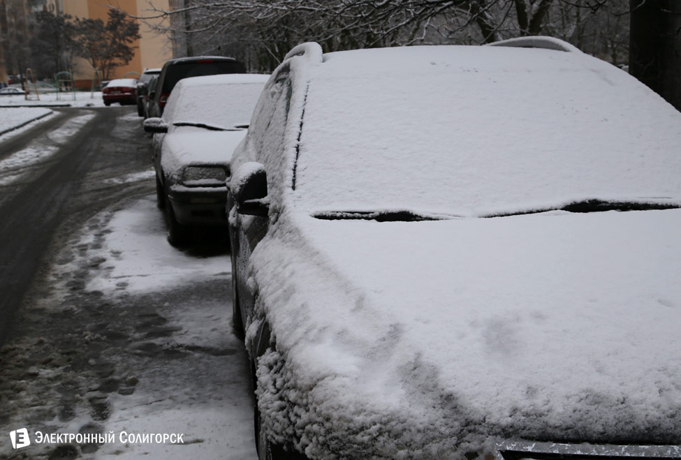 первый снег в Солигорске
