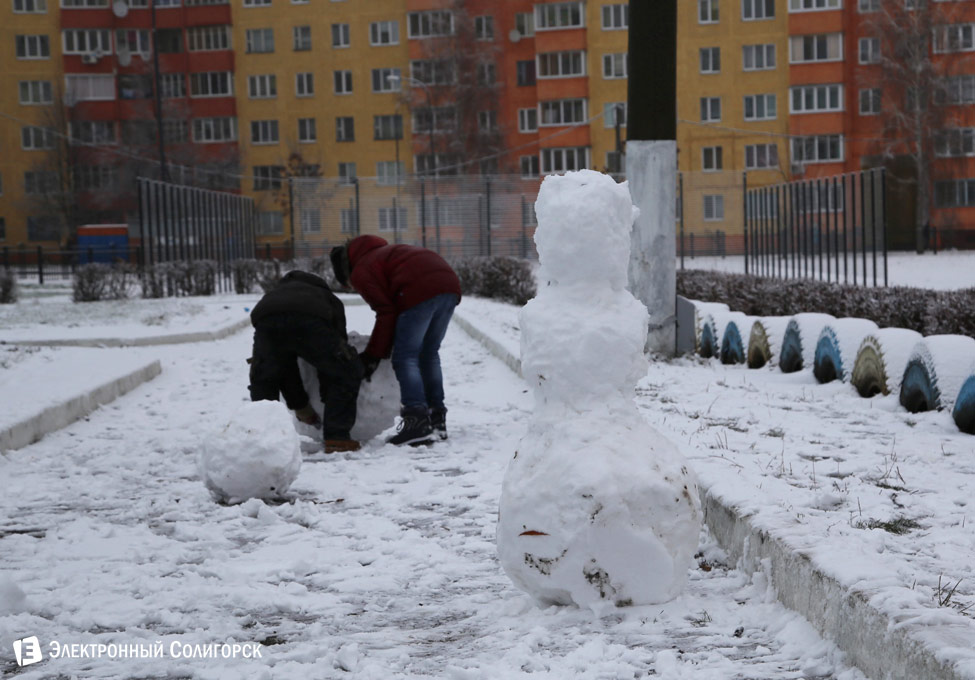 первый снег в Солигорске