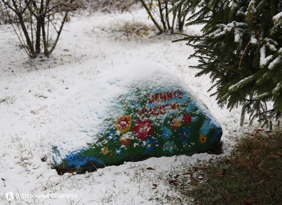 первый снег в Солигорске