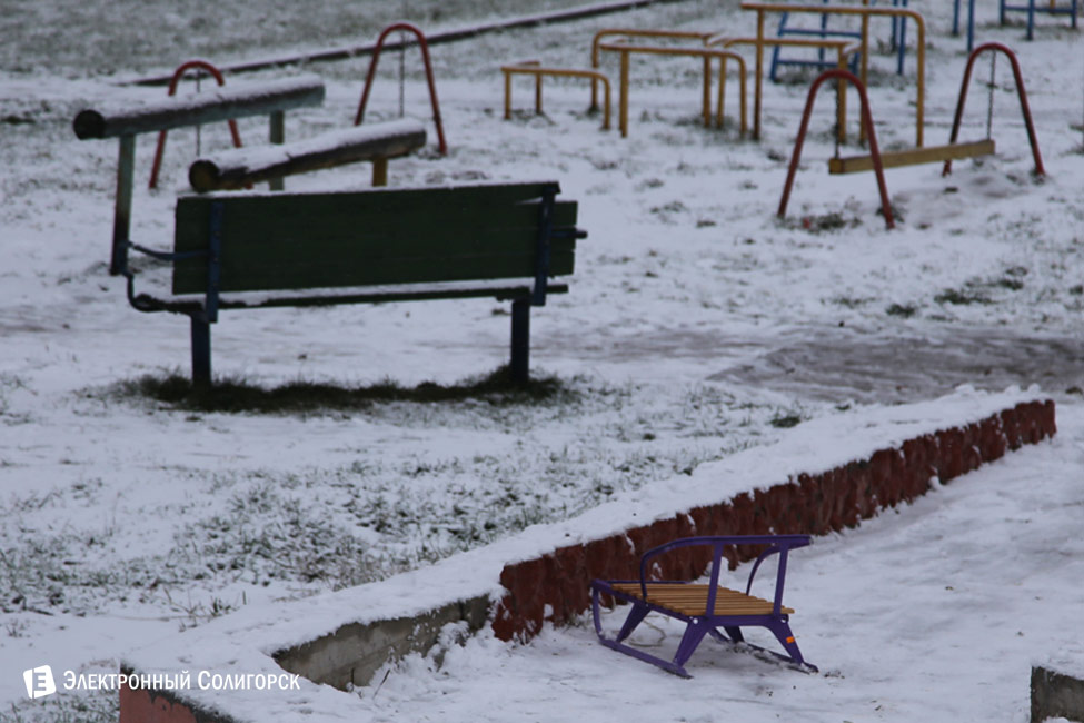 первый снег в Солигорске
