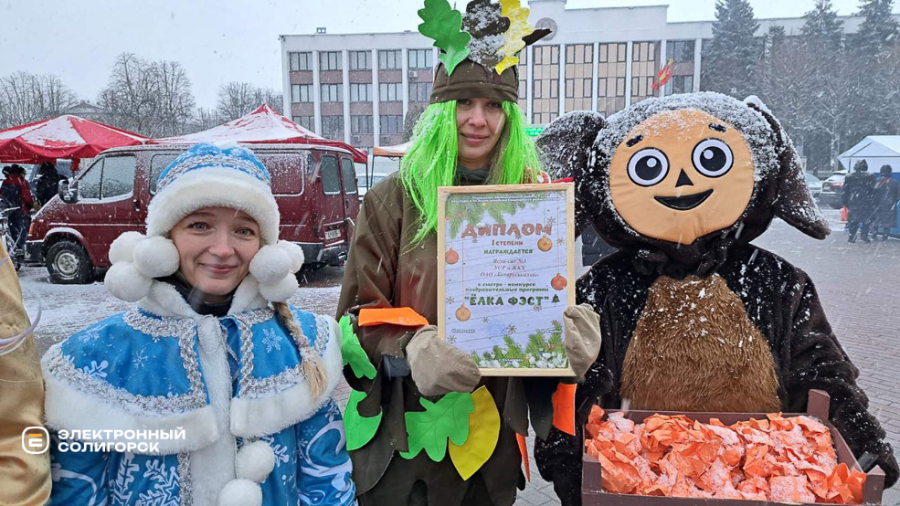 Парад Дедов Морозов и Снегурочек в Солигорске
